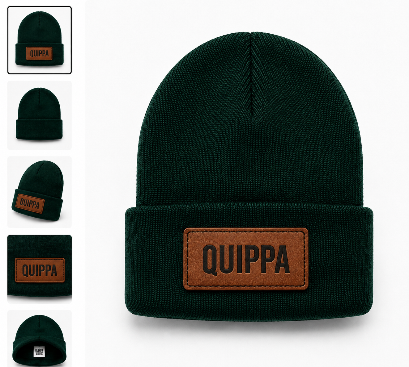 QUIPPA Heritage Leather Patch Beanie